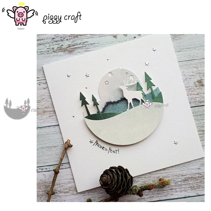 Piggy Craft metal cutting dies cut die mold Christmas tree frame Scrapbook paper craft knife mould blade punch stencils dies