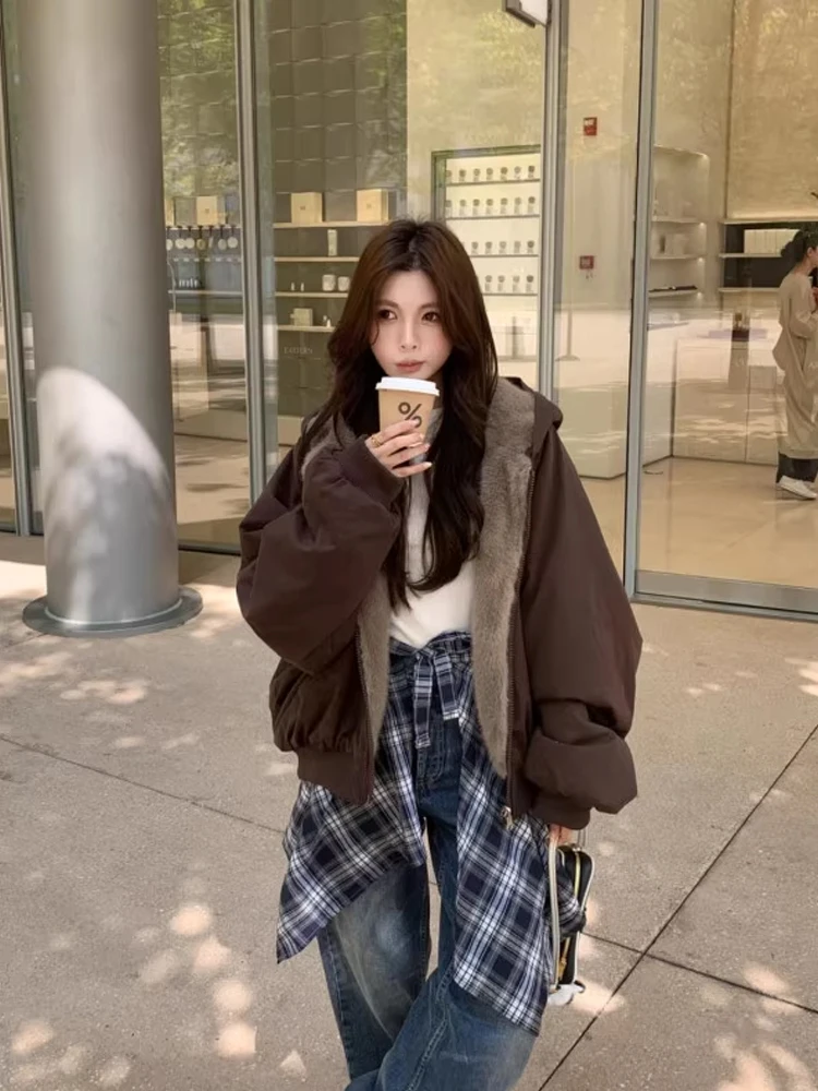 ملابس كابتشينو بغطاء للرأس على الوجهين وياقة من الفرو الصناعي من القطن Jaet للرجال والنساء شتاء دافئ للشباب Faion Stan... #3