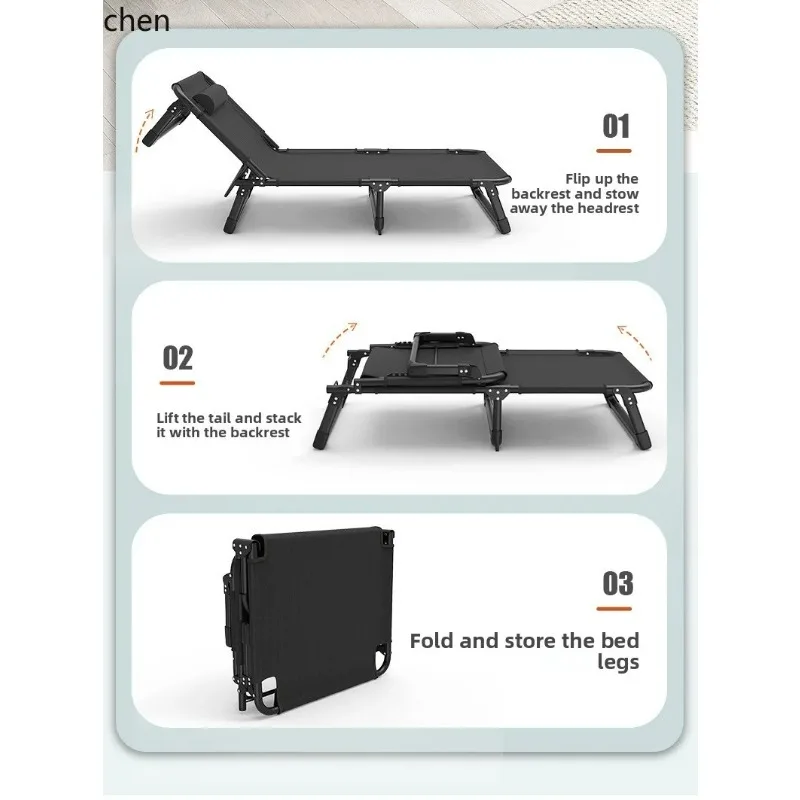 Folding Bed Single Bed Simple Nap Bed Office Outdoor Multifunctional Recliner