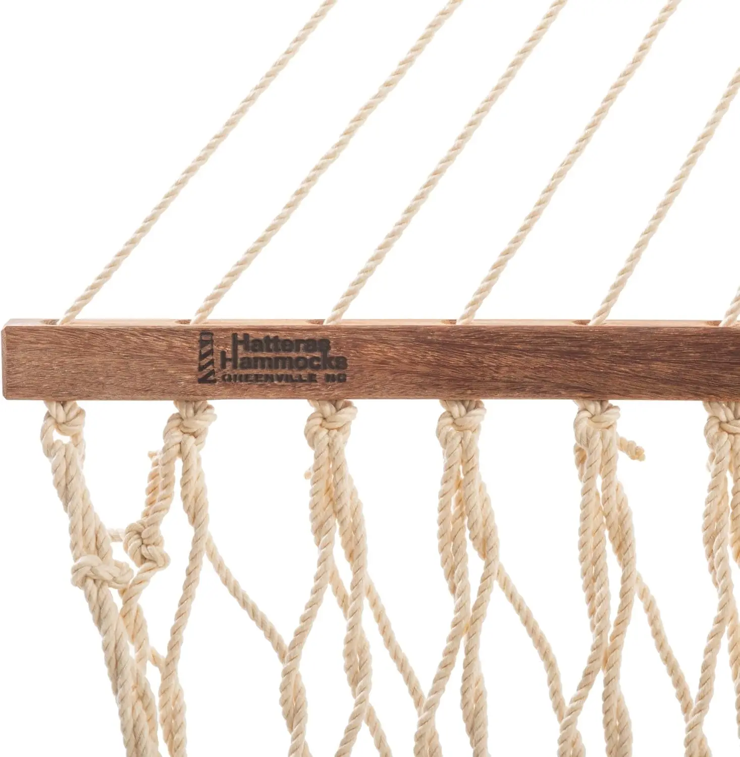 Hatteras Hammocks Deluxe Oatmeal Duracord Rope Hammock with Free Extension Chains & Tree Hooks, Handcrafted in The USA, 450 LB W