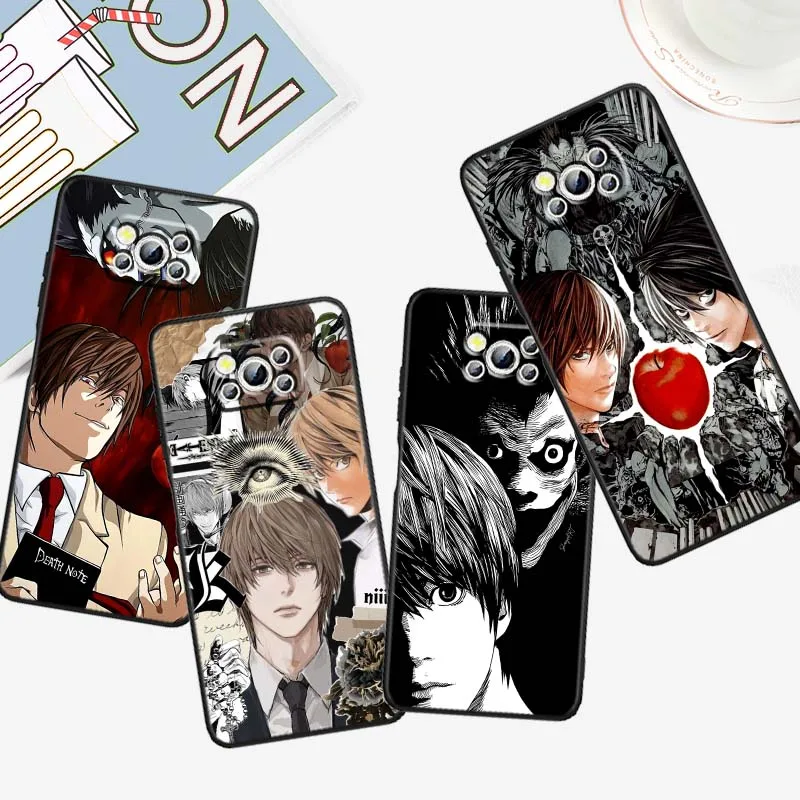 

D-Deaths N-Note Anime Phone Case For Xiaomi Mi Poco F3 F4 F5 F6 X3 X4 X5 X6 X7 M3 M4 M5s M5 M6 GT Pro 5G Black Cover