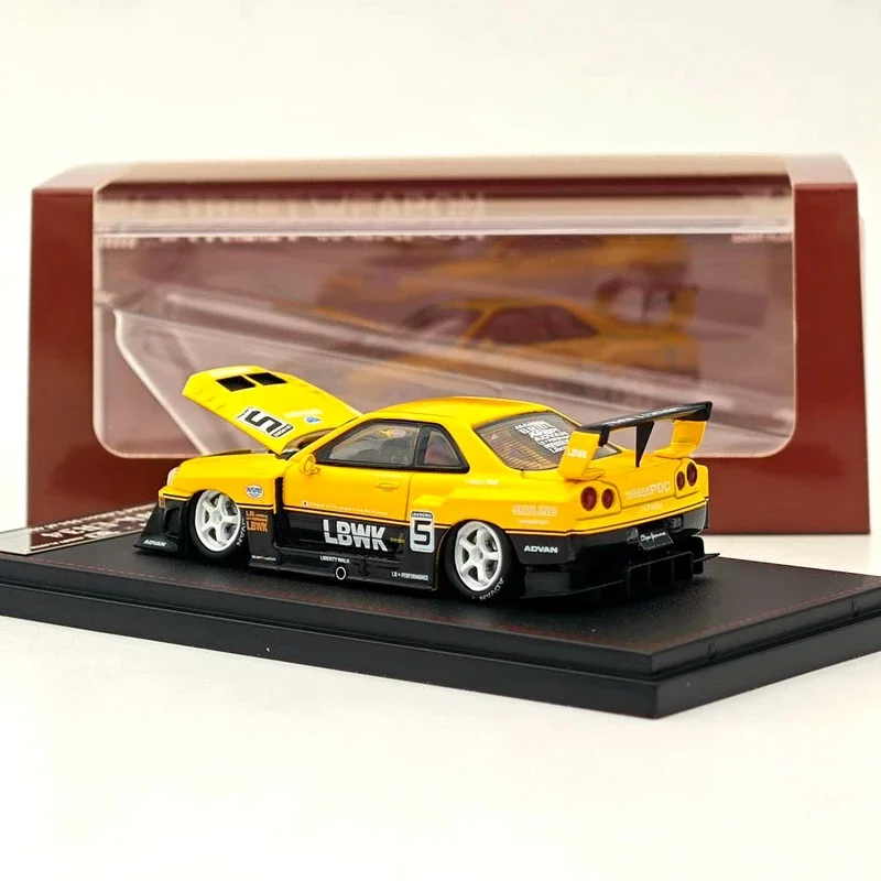 Street Weapon&Time Micro 1/64 Car GT-R ER34 LBWK Wide Body Simulation Alloy Car Model