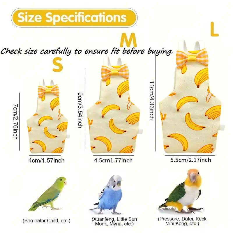 /KQM/New Cute Colorful Parrot  Bowtie Washable Parrot Flight Suit Breathable Keep Birds Clean Pet Bird Clothes Daily Clothing - view 6