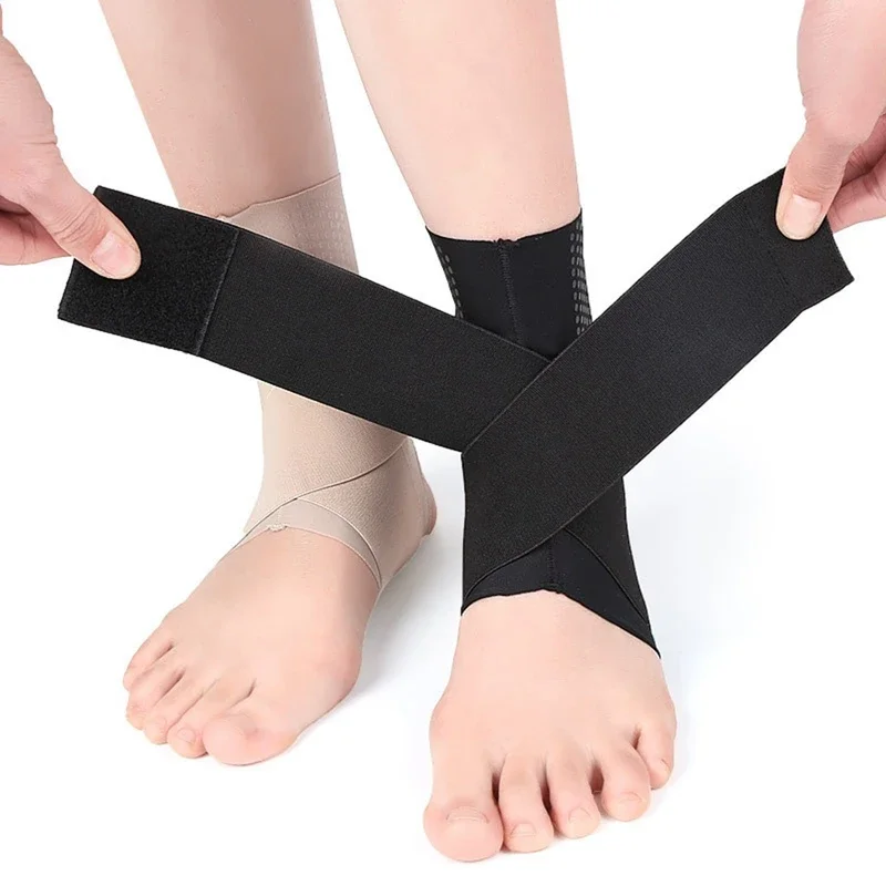 1Pcs Sports Ankle Brace Football Ankle Protector Compression Nylon Strap Belt Black Elastic Bandage Sport Gym Anklet Support