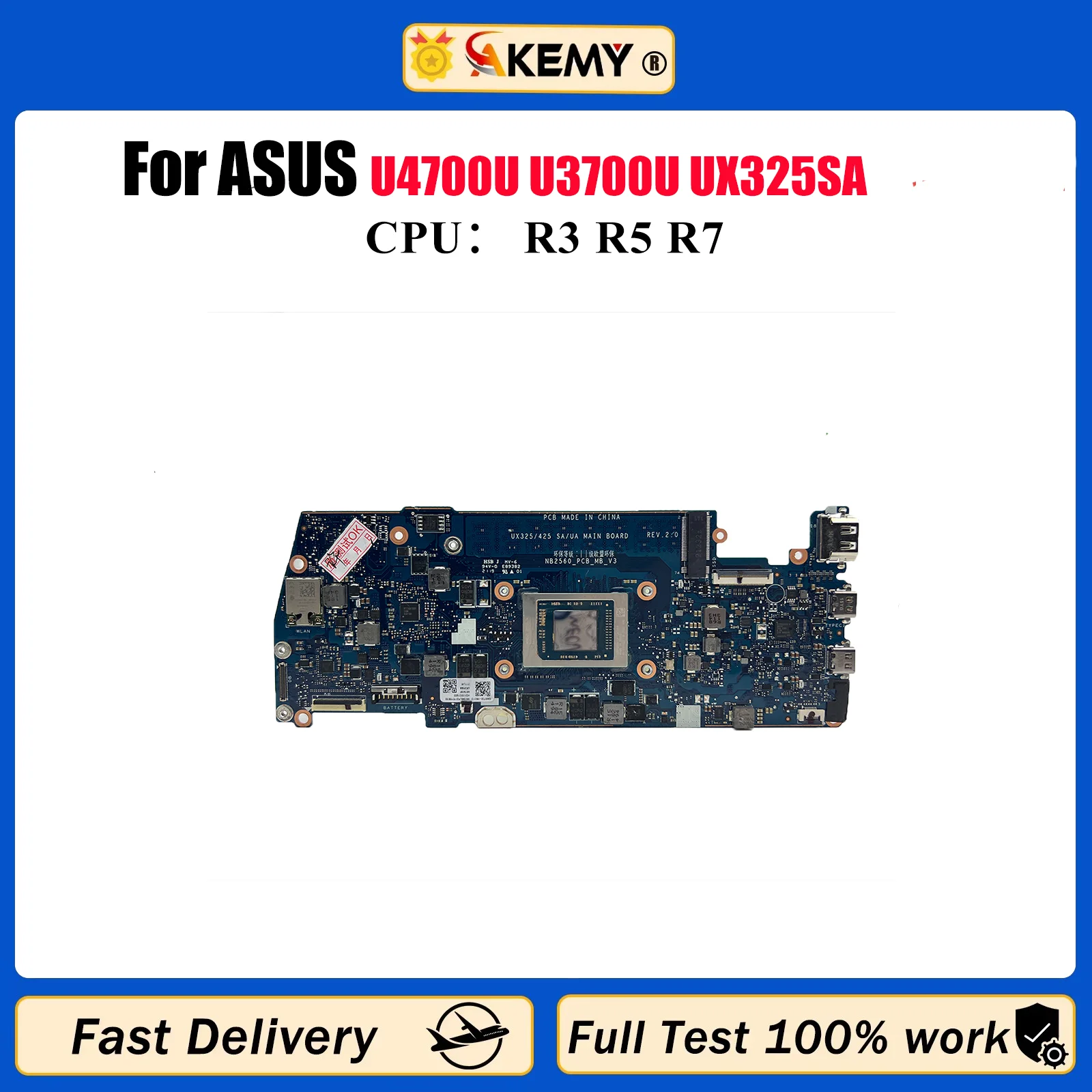 

UX325SA Материнская плата для ноутбука ASUS ZenBook UX325S U4700U U3700U UX325SA Материнская плата для ноутбука с процессором R3 R5 R7 100% tests OK stk