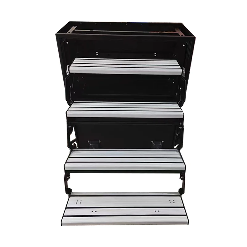 RV Step Factory Loading 200KG Heavy Duty Aluminum Four Step Caravan Trailer Four-layer Manual Folding Steps