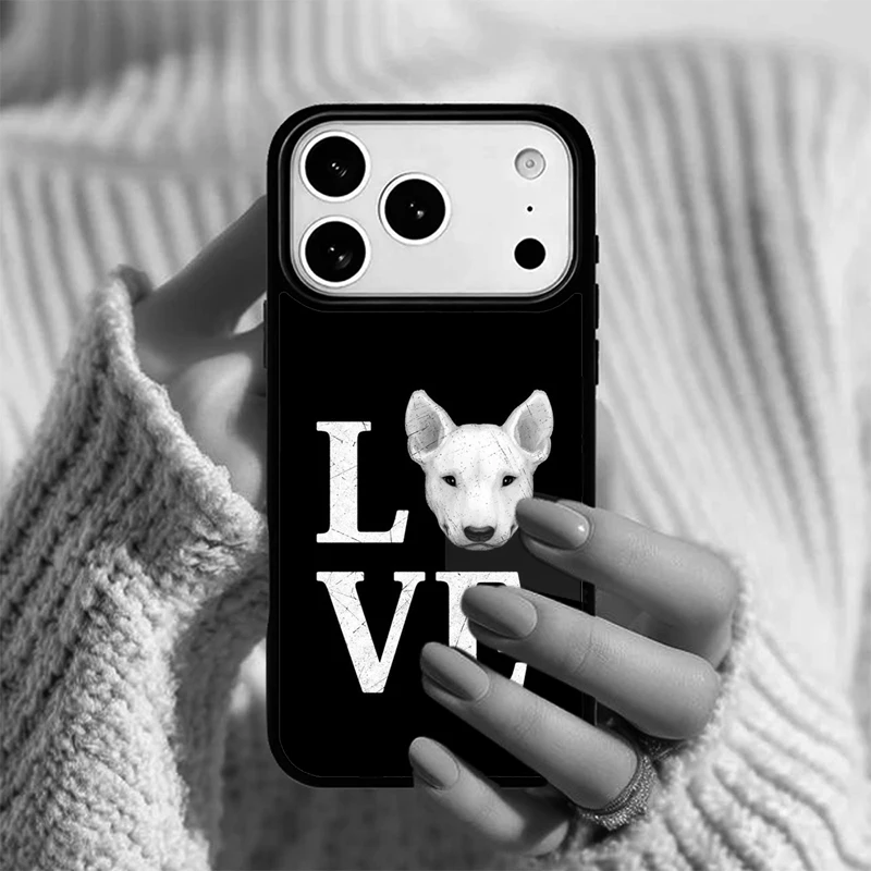 Funda para Teléfono con Diseño de Perro Bullterrier para iPhone 17 Air, 16e, 15, 14, 13 Pro Max, 12, 11, X, XR, XS, SE2020, 6, 8, 7 Plus ﻿ ﻿ ﻿ ﻿