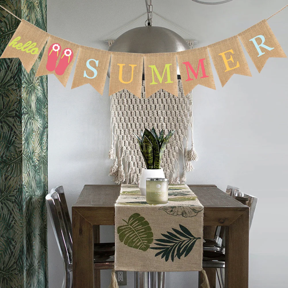 

1pc Summer Beach Party Decor Hanging Flag Bunting Movable Letters Easy Assemble Lovely Creative Joyful Supplies Hawaiian
