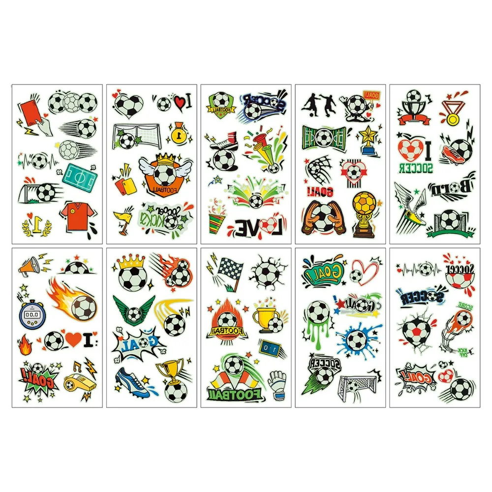 

10pcs Football Events Glow-in-the-dark Temporary Tattoo Kids Stickers Face Body Transfer Fun Party Props Gift（Random Packaging）