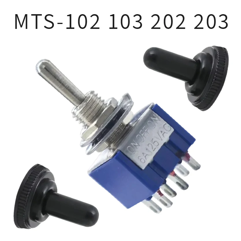 

3/6Pin MTS-102/103/202/203 Тумблер ВКЛ-ВЫКЛ-ВКЛ/ВКЛ-ВЫКЛ AC 125 В/6 А 250 В/3 А Водонепроницаемая крышка