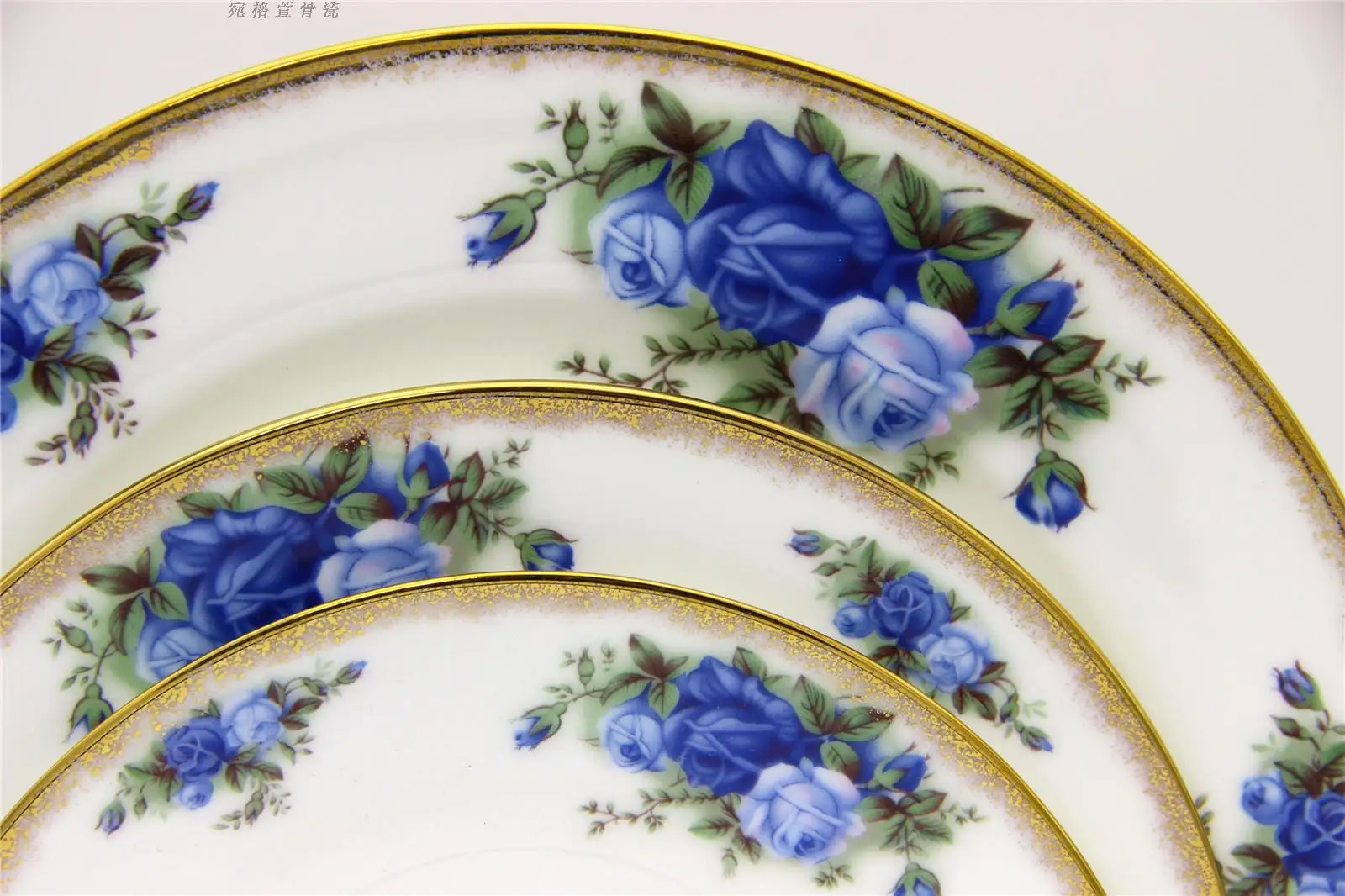 Bone China Afternoon Tea High Grade Coffee Snack Plate Fruit Plate Cake Plate Golden Flat Plate