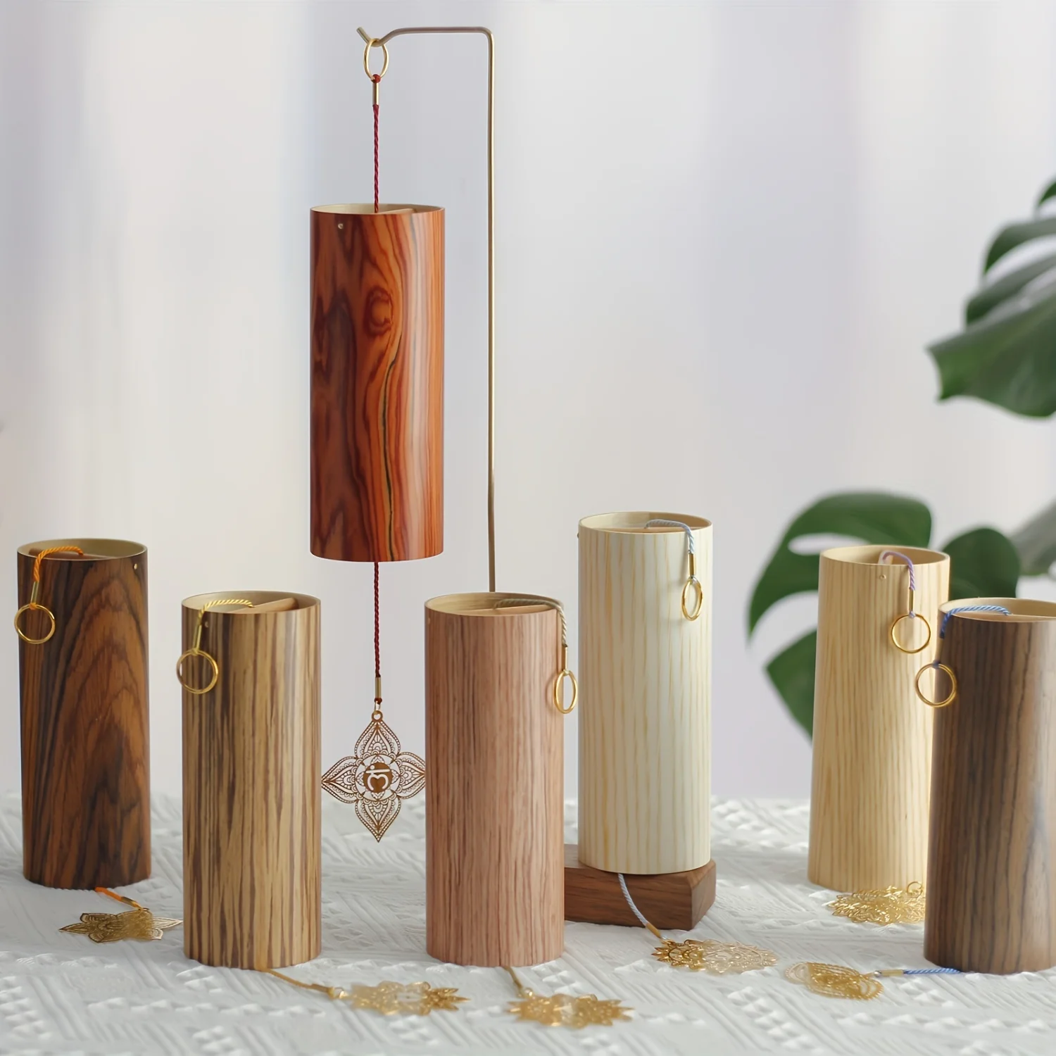 1PC Chord Wind Chime Singing Meditation Relaxation Handmade Bamboo Wind Chime