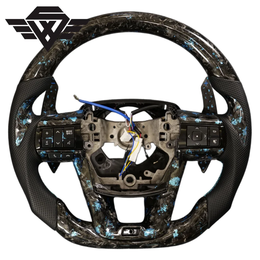 Red Forged Carbon Fiber LED Steering Wheel M Sport Leather Multifunctional Racing Style Modified Car Interior Parts