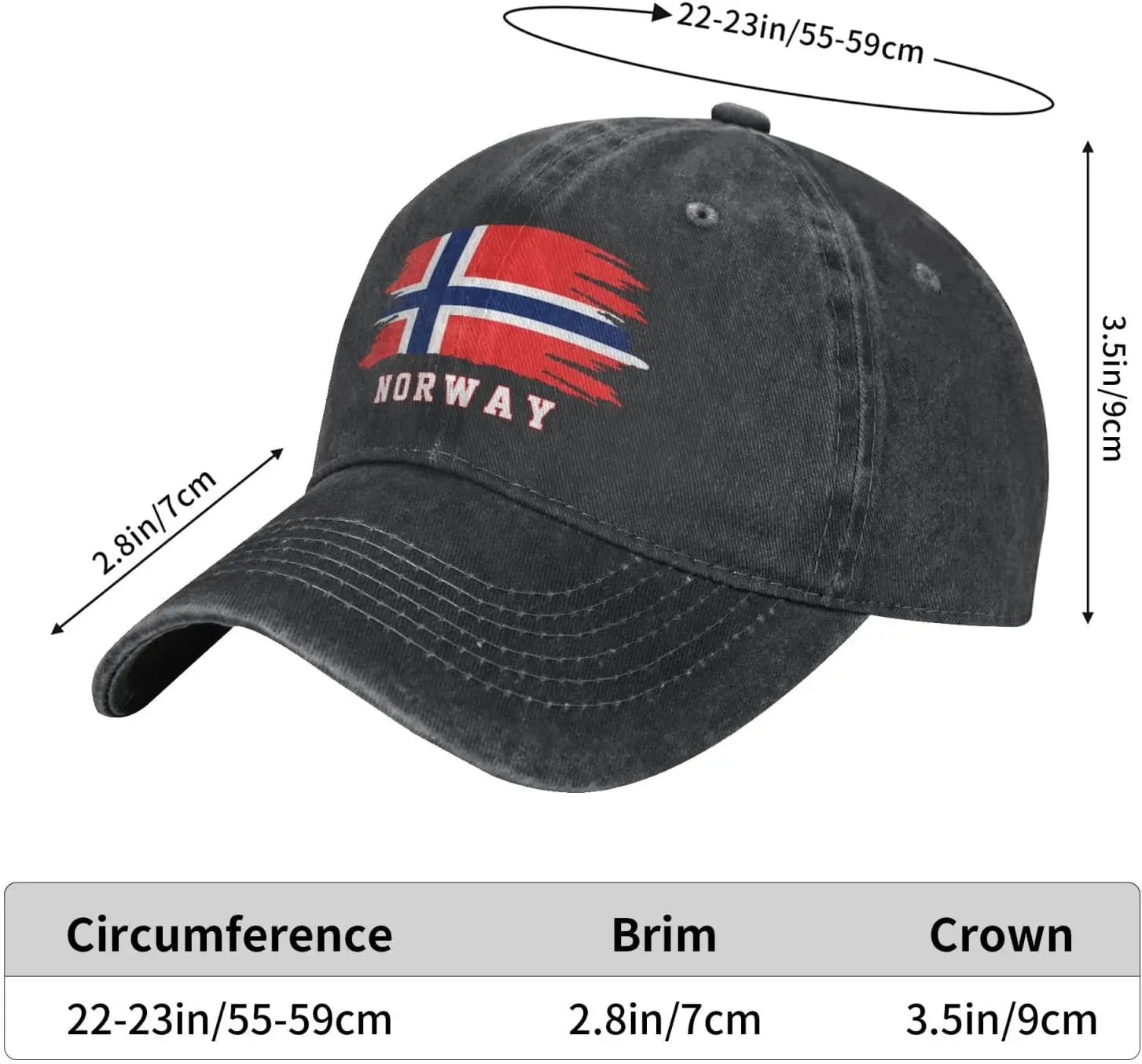 Norway Flag Norse Baseball Cap Denim Cotton Mens Adjustable Hat Patriotic Caps