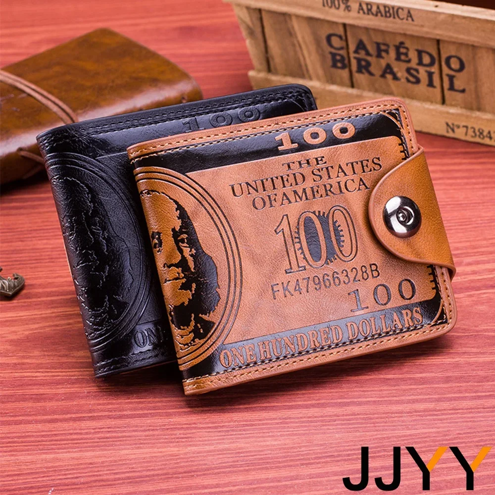 Unisex Dollar Bill Pattern Wallet PU Leather Card Holder Slim Clutch Fashion Money Purse Compact Organizer For Front Pocket Use