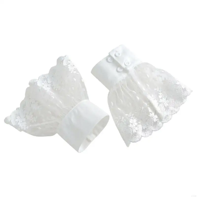 Floral Lace Wrist Cuffs for Women, Faux Sleeve Pair for Party Outfits Y166