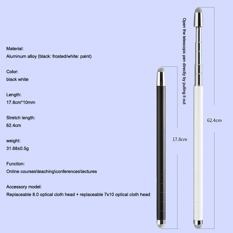 العالمي قابل للسحب مزدوج بنك الاستثمار القومي شبكة الألياف شاشة تعمل باللمس قلم مؤشر المعلم للهاتف اللوحي قضيب تليسكوبي أداة الاجتماع #6