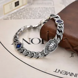HX Silver Color New Blue Stone Designer Jewelry for Girls Personalized Retro Fashion Men's Chain Fashion Accessories