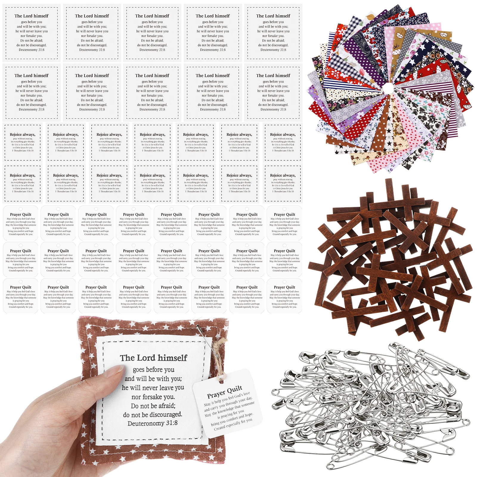 24 sets of prayer blankets with cross pocket mini Bible pocket panels square Christian gifts for female friends, pastor's thanks
