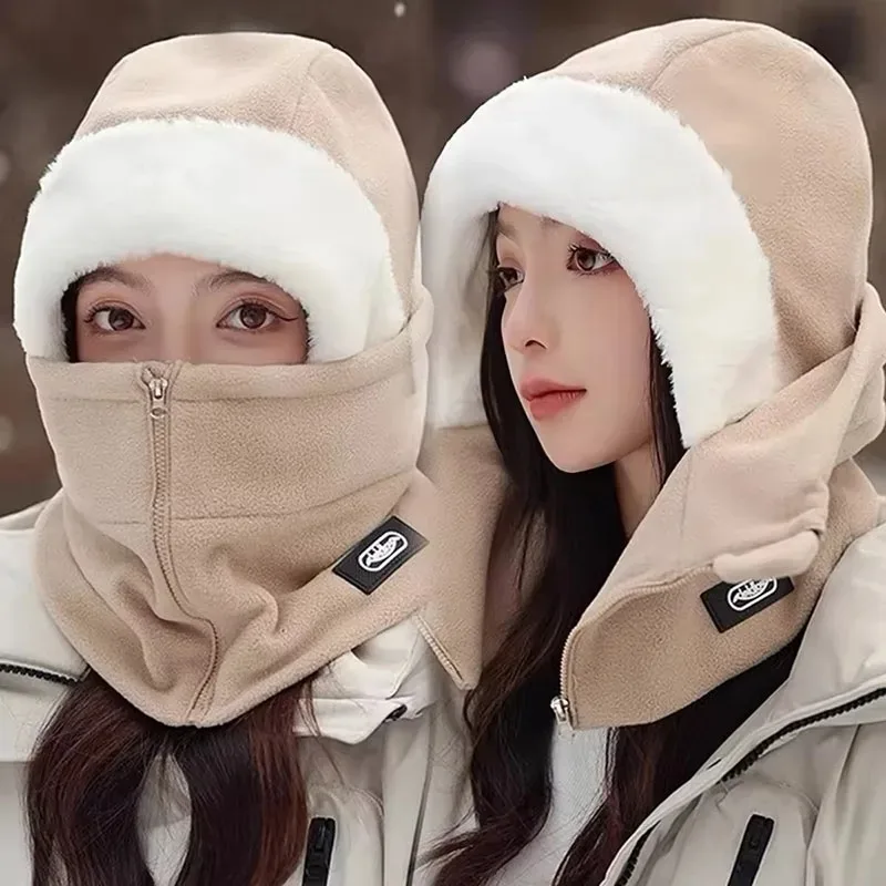 1-4PCS 3 in 1 Winter Balaclava Hat Scarf Mask Set Fleece Lined Windproof Thermal for Cycling Skiing Commute Unisex