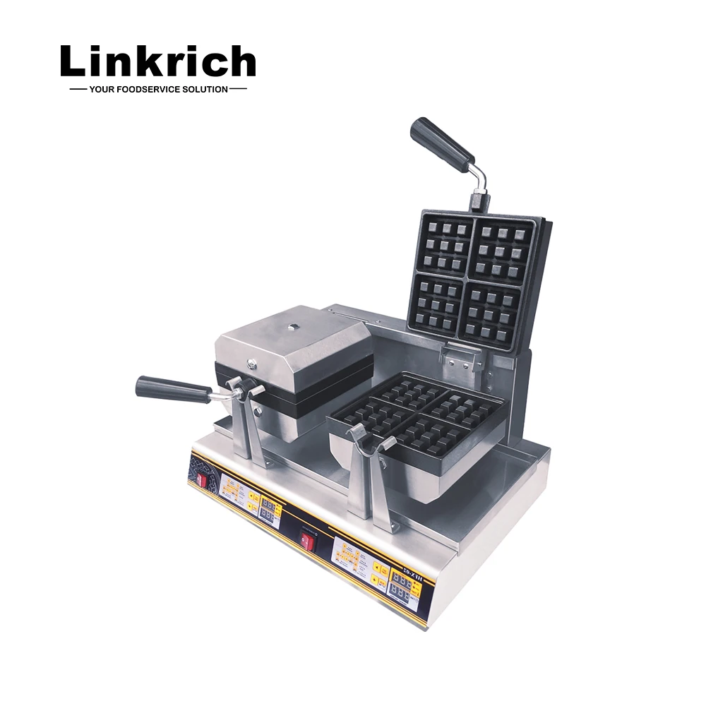 حار بيع 220 فولت الولايات المتحدة التوصيل نوع معدات المطبخ التجارية صانع الوافل الكهربائية الصغيرة مع شكل مربع مربع صانع الوافل الصغير