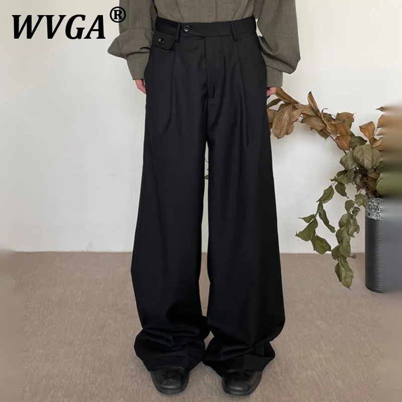 

WVGA Spring Autumn New Man Y2K High Street Japanese Retro Draped Slim High-Waist Niche Chic Casual Wide-Leg Suit Pants Ins W9107