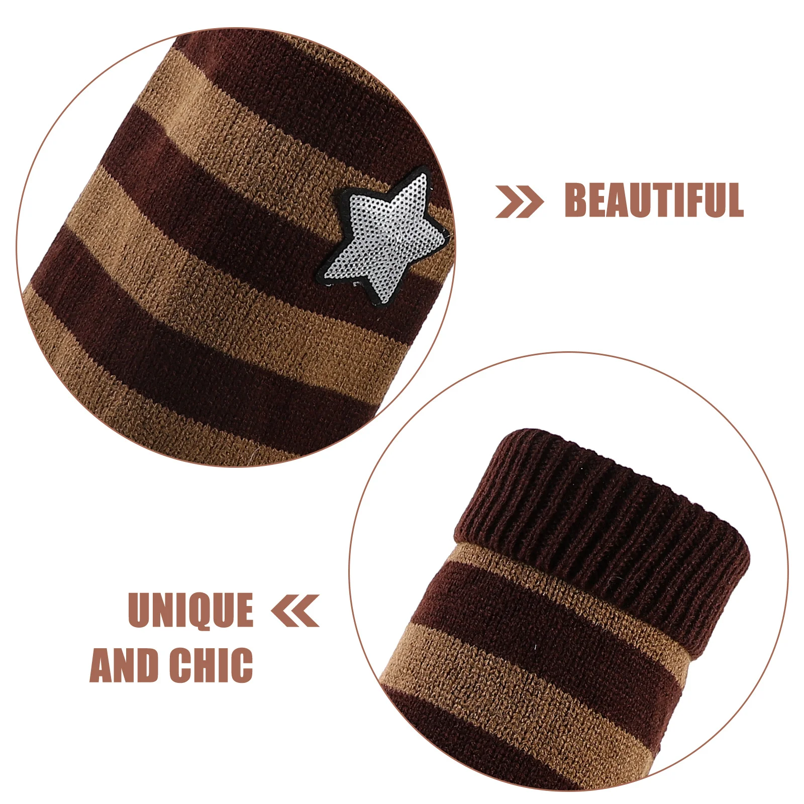 

1Pair Star Knitted Leg Warmers for Women Striped Pattern Warm Soft Acrylic Winter Autumn Leggings Leg Warmers