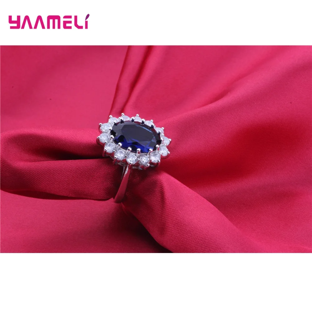 Anillo de plata de ley 100% 925 auténtica para mujer, joyería de compromiso de boda, diseño de flor ovalada clásica, cristal de circonita cúbica