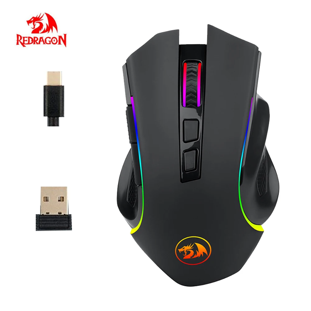 

Rechargeable Wireless and USB Wired Mouse Ergonomic Gaming Mice 8 Buttons RGB Backlight 4000 DPI for Laptop Computer Pro Gamer