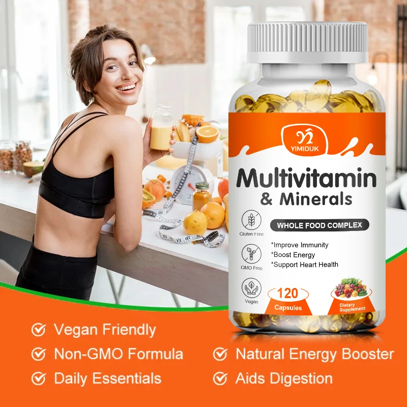 Multivitamin Capsules with Vitamins & Minerals for Energy Brain Heart Skin Eye Health Immune Support for Women & Men