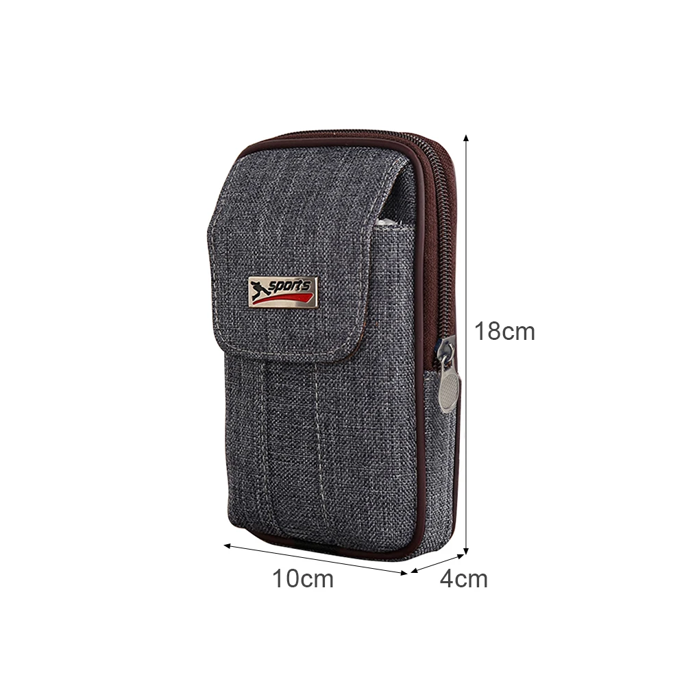 

Мужская парусиновая поясная сумка, двухслойная поясная сумка для бега на молнии, поясная сумка для фитнеса