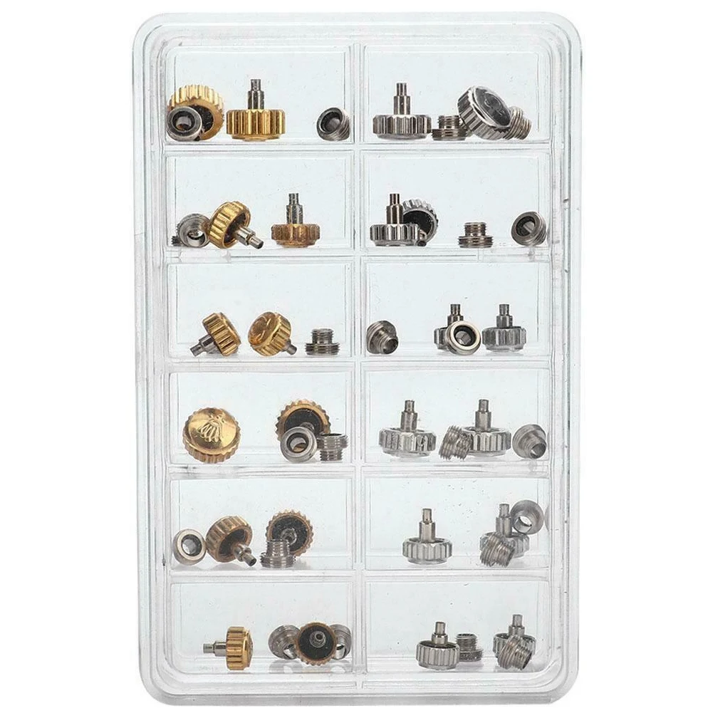 48PCS Watch Crowns Watch Waterproof Replacement Assorted Repair Tools with Box