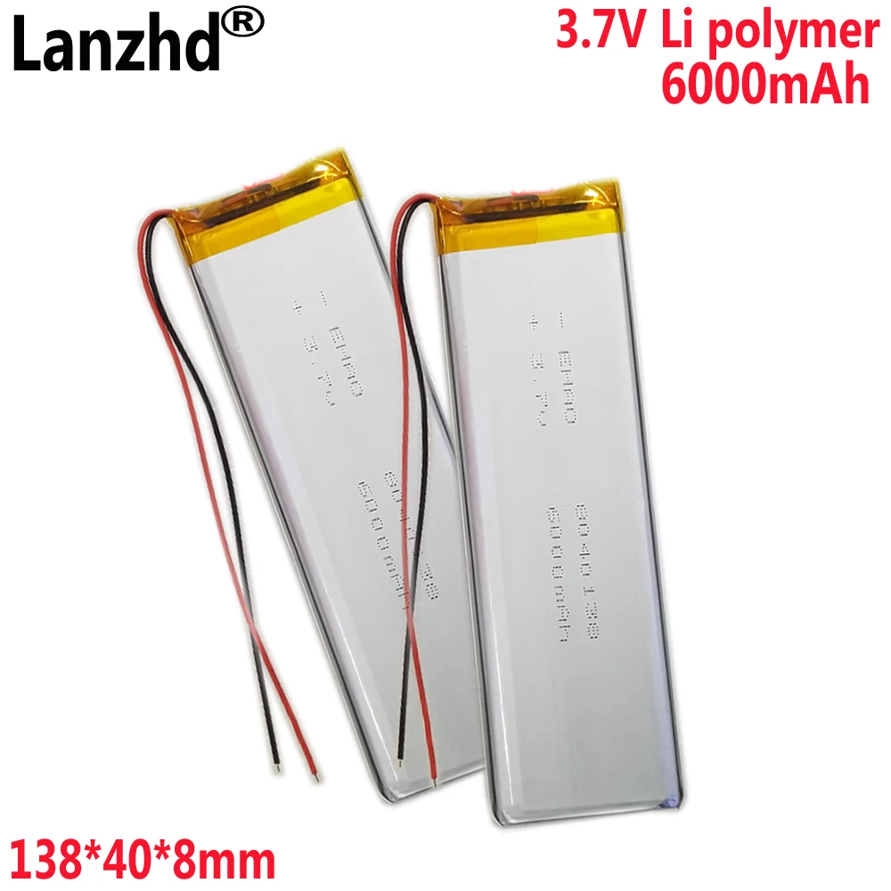 3.7V Li polymer 6000mAh battery For Copper keyboard Tablet battery Laptop Notebook Tablet PC battery 138*40*8mm 8040138