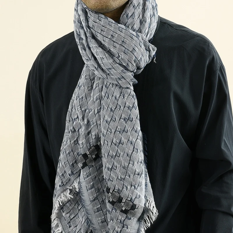 Men's Autumn and Winter Leisure Yarn-Dyed Scarf Export New Double Layer Beggar Plaid Tassel Scarf in Stock Wholesale