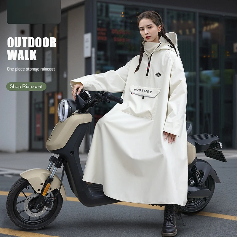 New Electric Scooter Raincoat, Single Person Thick and Extended Raincoat, Riding Electric Bike, Anti Drifting Motorcycle Raincoa