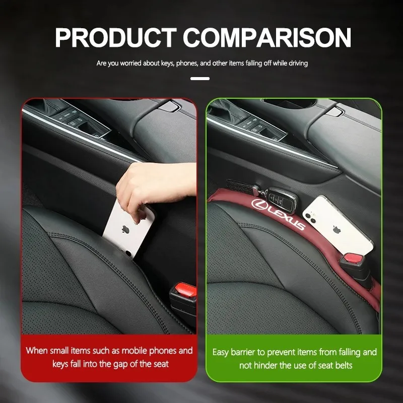 

Emblems 2Pcs Car Seat Gap Filling Plug Cushion Side Seam Leak Proof Strip For Lexus ES300 RX330 RX300 GS300 IS250 IS200 CT200h I