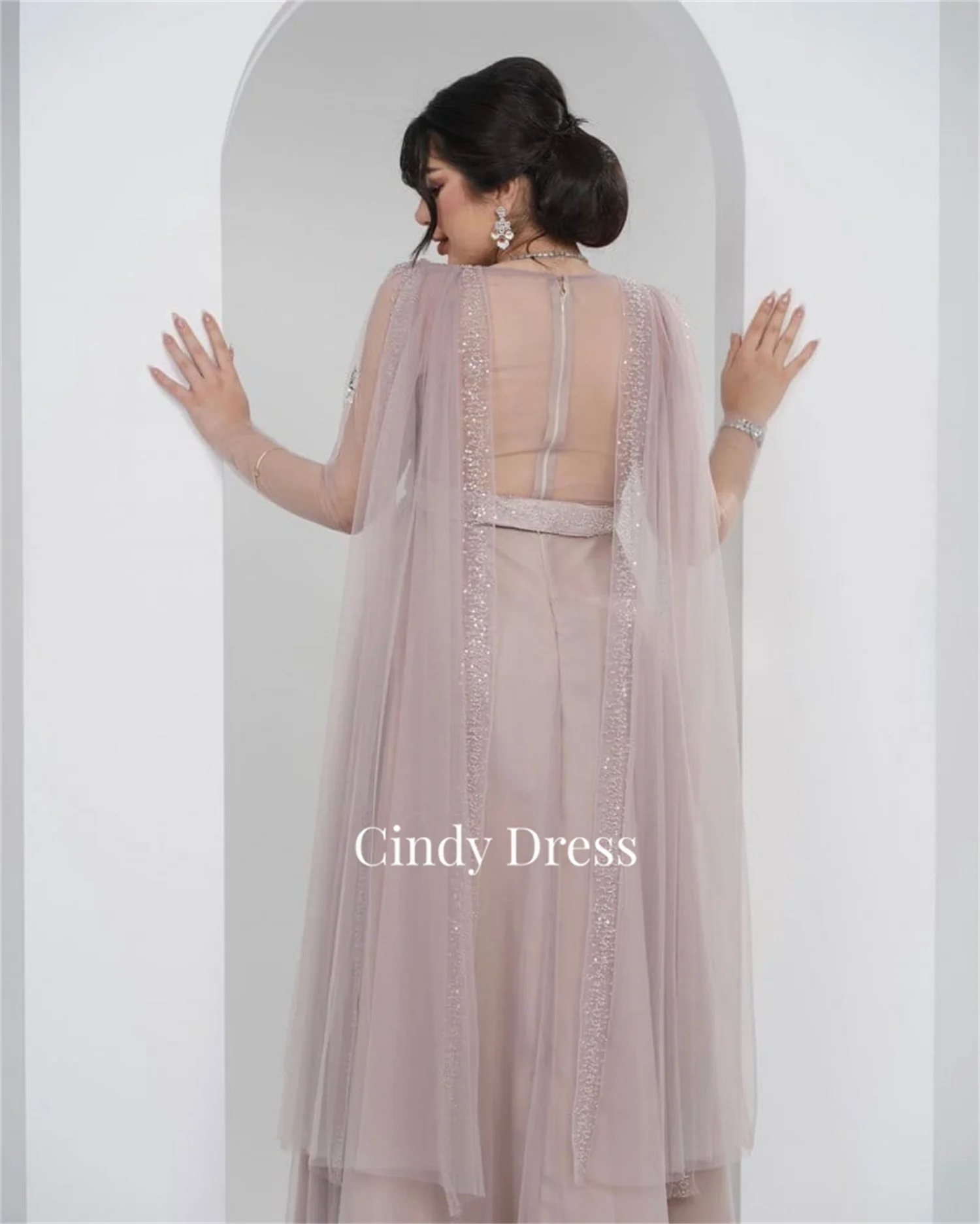 Wedding Guest Dresses Customized Women Mesh Woman\'s Evening Dress Pink Party Elegant Luxury Celebrity Pregnant Bead Embroidery