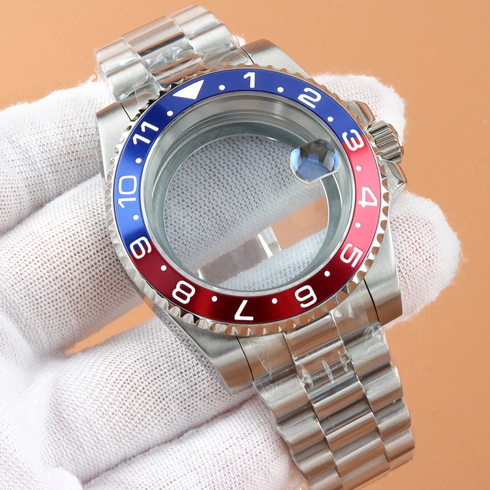 

nh35 40mm Sapphire Glass Case Fit GMT Seiko NHJ34 NH35 NH36 NH38 Movement 10ATM Waterproof Stainless Steel Presidential Bracelet