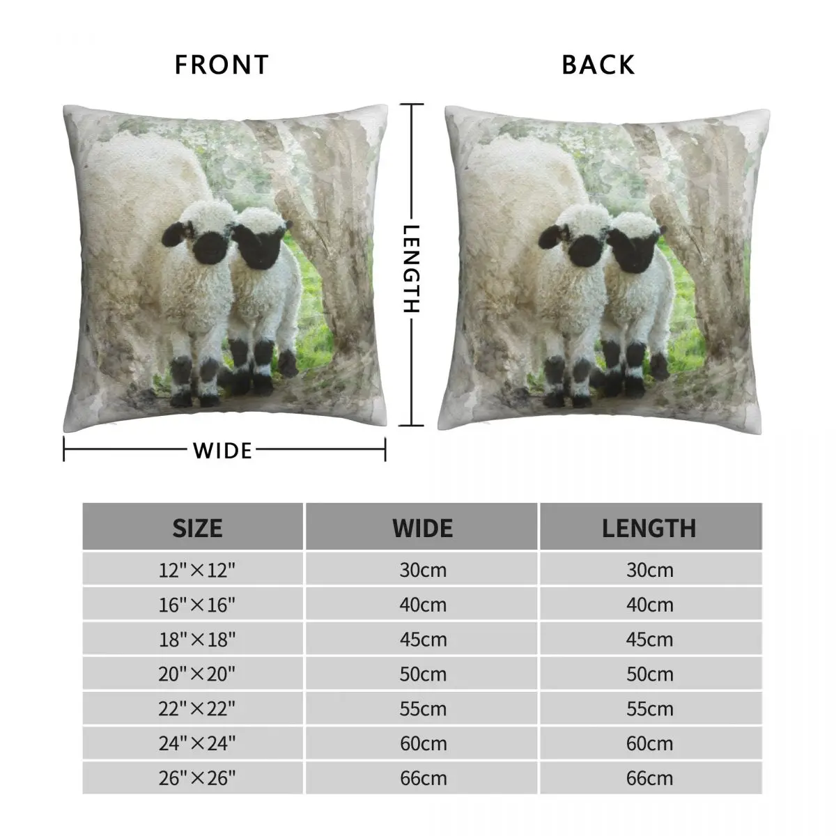 Valais Blacknose Lambs Square Pillowcase Polyester Linen Velvet Printed Zip Decor Pillow Case Car Cushion Case