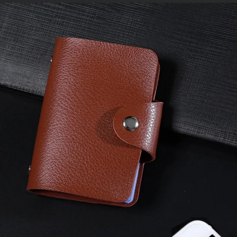 24 Slots Bits Card Holder Bag Simple Solid Color Pocket Case Men Women Credit ID Card Organizer Leather Cardholder Wallet 2023