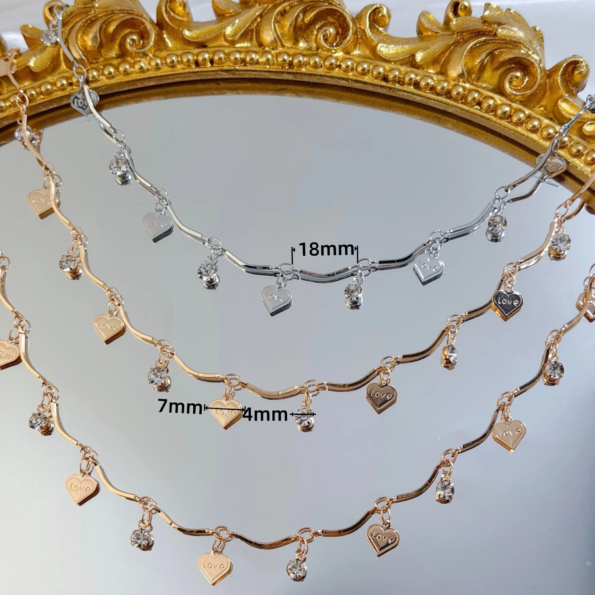 0.5/1/2 Meter Heart Pendant Bending Rod Hanging Chain Color Preserved Tassel Chain For DIY Jewelry Necklace Bracelet Accessories