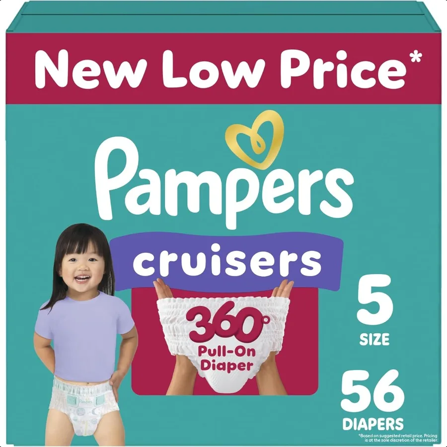 

Pampers Diapers Cruisers 360 Size 5 56 Count Babyproof up to 100 Leakproof PullOn Diaper