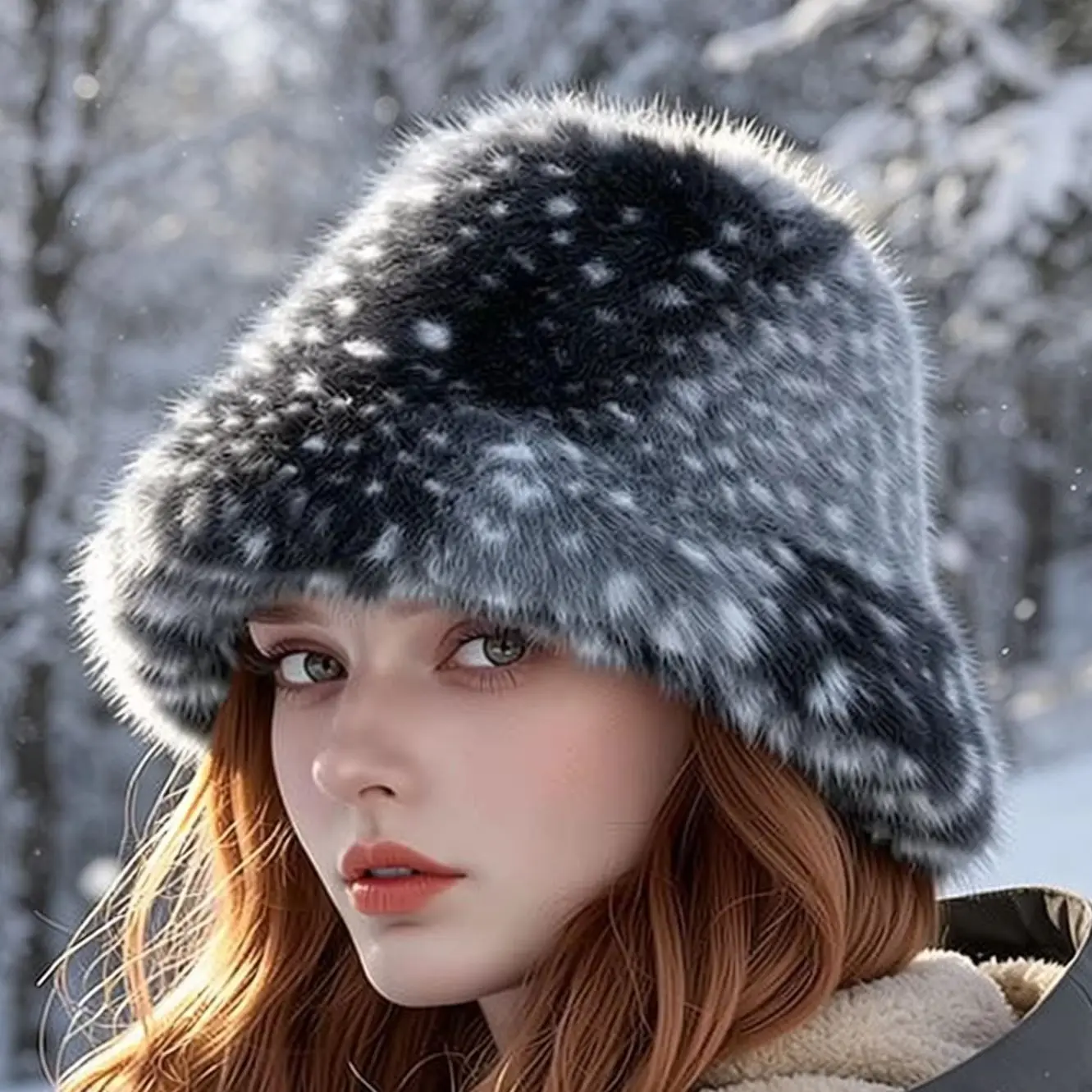 Autumn Winter Mandarin Deer Pattern Bucket Hat, Ear Protecting Fisherman Basin Hat, Warm Versatile Cold Weather Cap for Daily