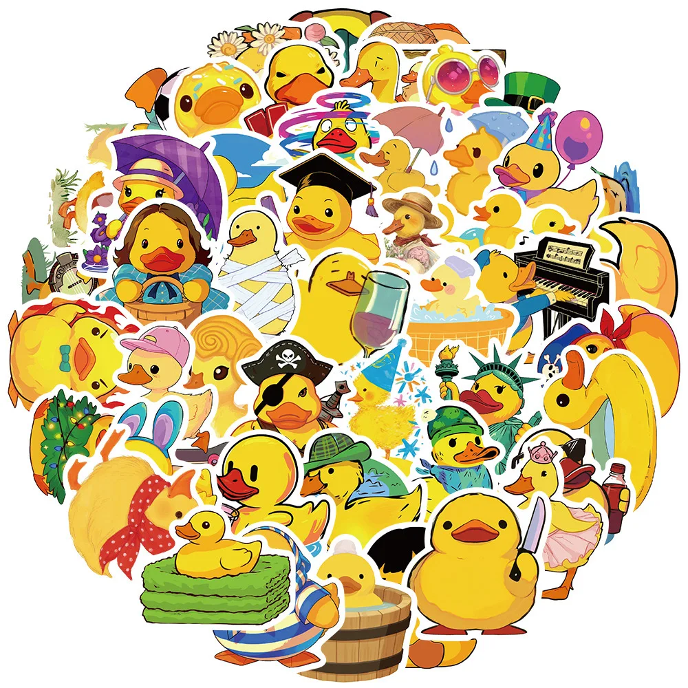 10/50pcs Cute Funny Yellow Duck Stickers Waterproof Graffiti DIY Water Bottle Skateboard Laptop Phone Motorcycle Vinyl Sticker