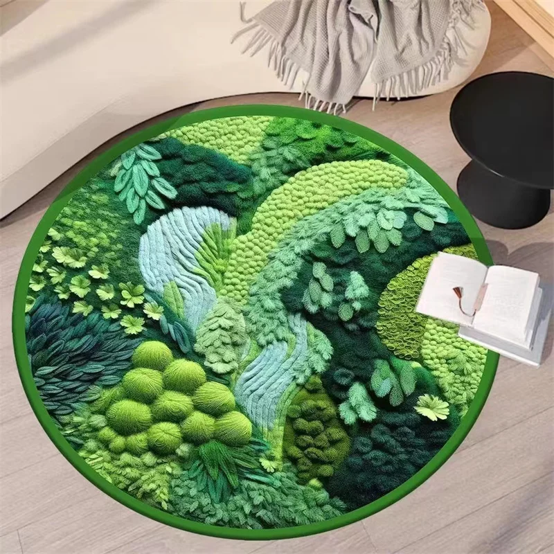 

Living Room Decoration Green Mossy Forest Pattern Rugs for Bedroom Lounge Rugs Large Area Round Carpets Non-slip Soft Floor Mats