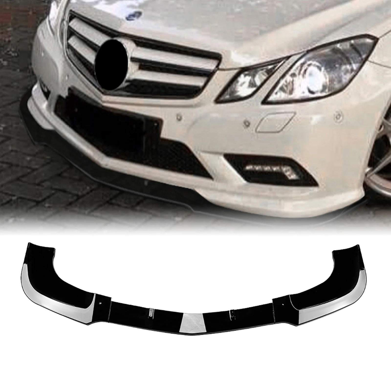 

Front Bumper Spoiler Lip For Mercedes Benz E Class W207 C207 Coupe AMG Line 2009-2012 Gloss Black/Carbon Look Splitter Protector