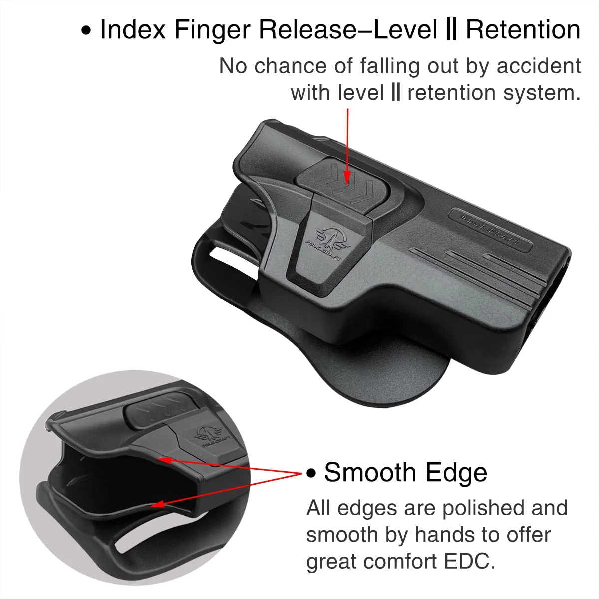 

Кобура M&P 2.0 Полимерные кобуры OWB Paddle Подходит для Smith & Wesson M&P 9 мм M2.0 4 "/4,25" Открытая кобура для переноски с внешним поясом