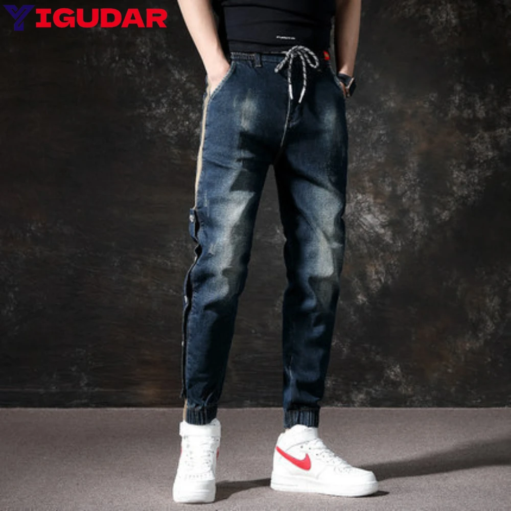 Pantaloni in Denim moda nuovo arrivo stile coreano Streetwear Stretch comodi Jeans Slim Fit solidi pantaloni Casual classici da uomo