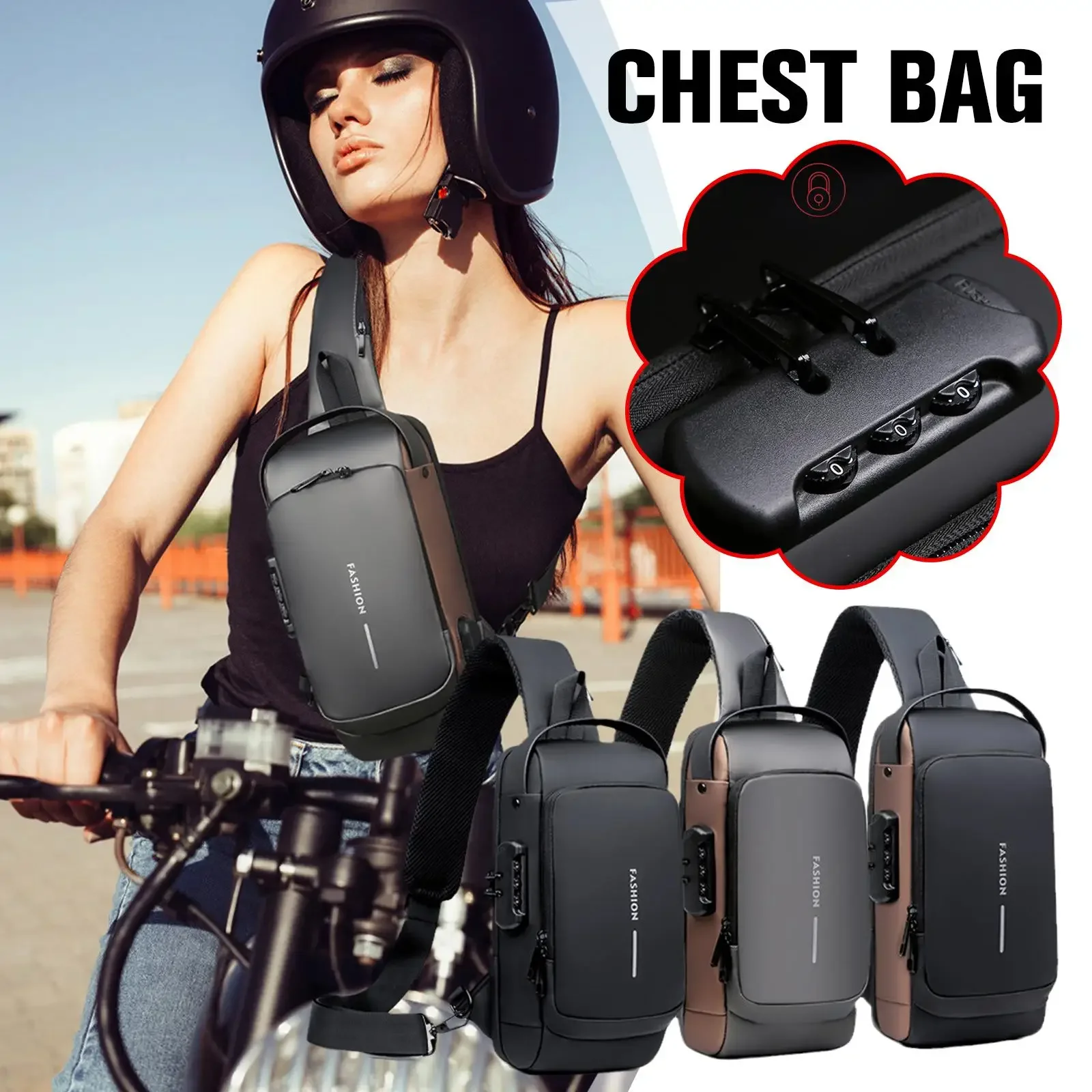 Newest Men Anti Theft Chest Bag Shoulder USB Charging Crossbody Package School Short Trip Messengers Gym Men\'s Sling Sports Pack