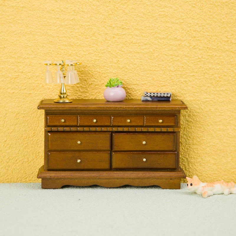 Dollhouse Miniature Items TV Bench TV Cabinet Wooden Mini Storage Cabinet Locker 1:12 BJD Dolls House Accessories Furniture Toys